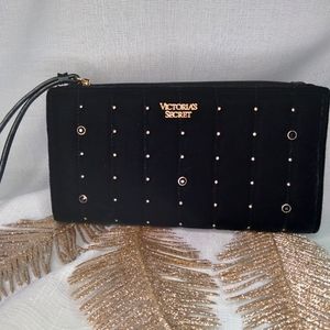Black velvet studded VS wallet